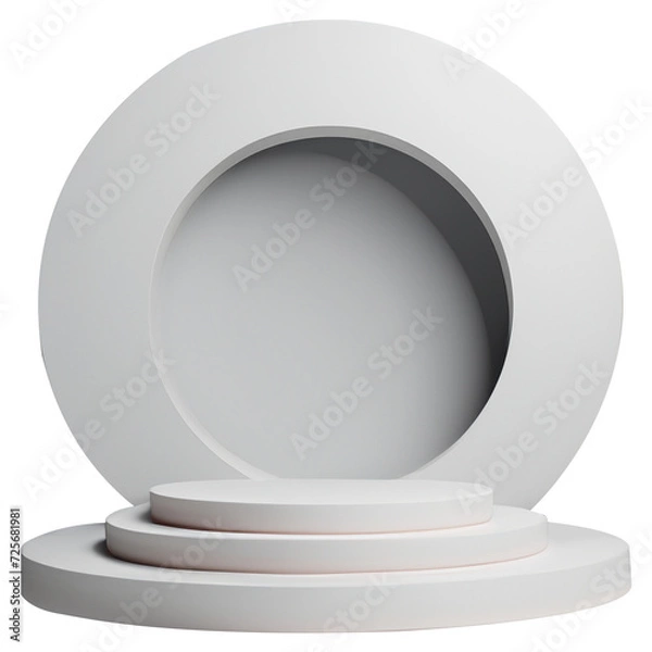 Obraz Two step Podium display , cylinder pedestal. Realistic modern rendering 3d shape for products display presentation. Abstract, Pastel minimal wall scene, Studio room.