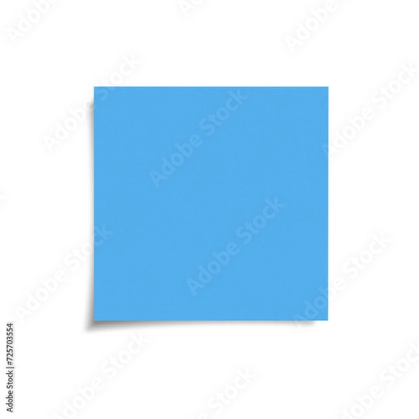 Fototapeta Blue empty sticky note with shadow front view