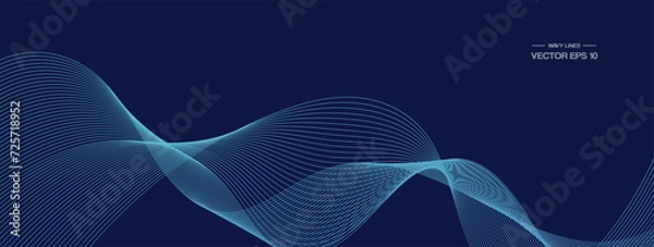Fototapeta Abstract vector wave flow. Sound oscillation design. Flowing particles.	
