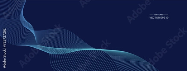 Fototapeta Abstract vector wave flow. Sound oscillation design. Flowing particles.	
