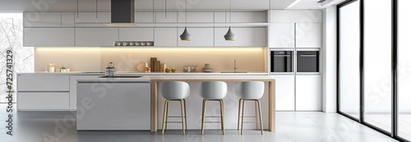 Fototapeta A modern and simple kitchen looks elegant.