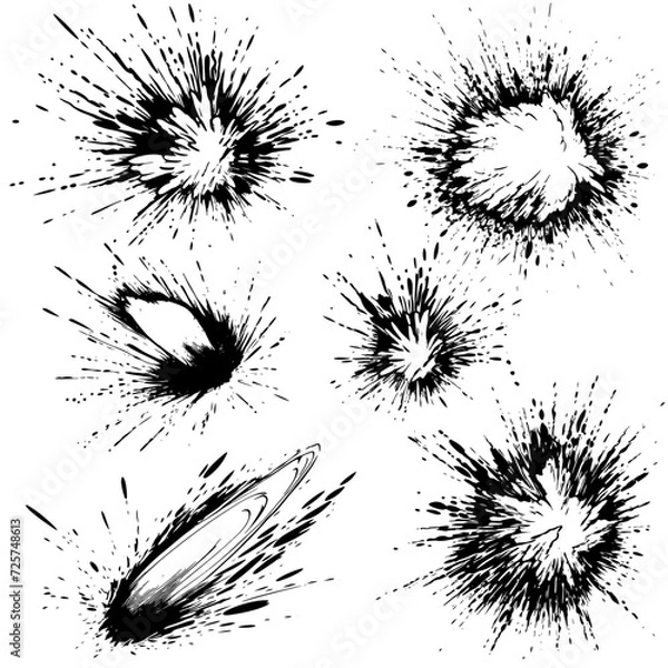 Obraz set of power blast comic action effect drawing lines generated with AI	