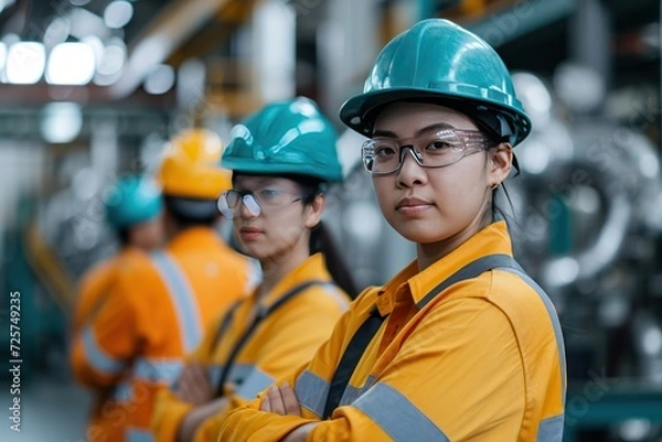 Fototapeta engineer team full skill quality for maintenance and training in industry factory worker