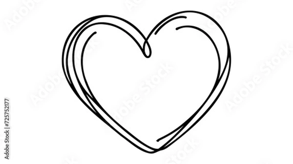 Fototapeta Continuous line drawing of heart. Heart one line icon. One line drawing background. Vector illustration.