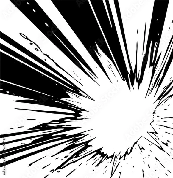 Obraz Comic scene of radiant power blast action effect drawing lines,  isolate with white background generate AI