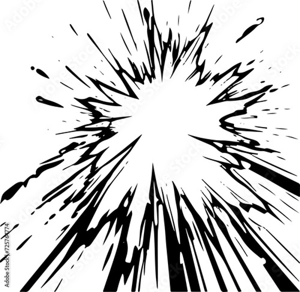 Obraz Comic scene of radiant power blast action effect drawing lines,  isolate with white background generate AI