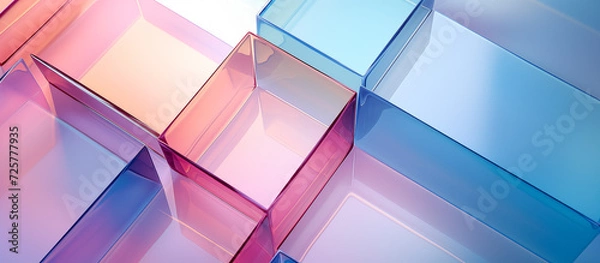 Fototapeta glass colorful cubes abstract background, futuristic background, geometric background