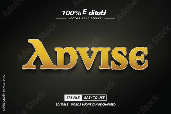 Fototapeta Advise text effect gold attractive text effect