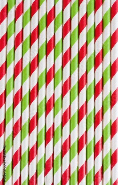Fototapeta Background or pattern of striped drinking paper straws
