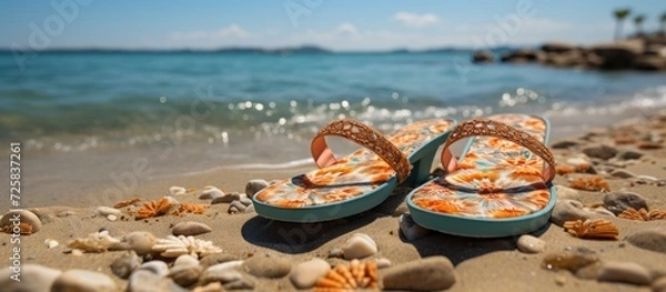 Fototapeta flip flop on the beach