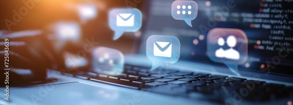 Fototapeta Caution with Phishing Messages - Recognizing and avoiding phishing messages that aim to steal personal information.