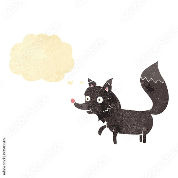 Fototapeta cartoon wolf cub with thought bubble