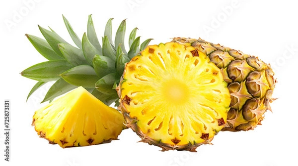 Obraz Pineapple and slices on transparent background
