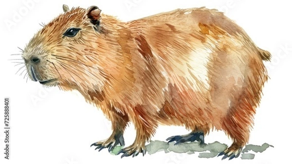 Obraz watercolor capybara isolated on white background