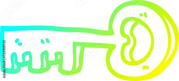 Fototapeta cold gradient line drawing cartoon metal key