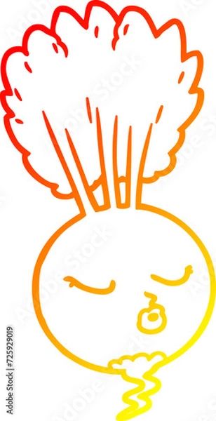 Fototapeta warm gradient line drawing cartoon root vegetable