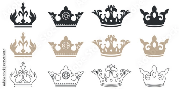 Obraz Crown icon set ( for ranking) .three colors (gold/silver/bronze)
