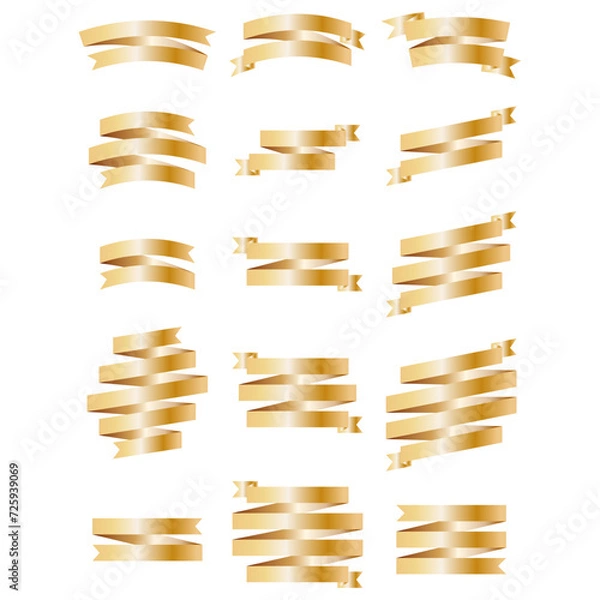 Obraz Golden Web Ribbons Set With Gradient Mesh, Isolated On White Background, Vector Illustration
