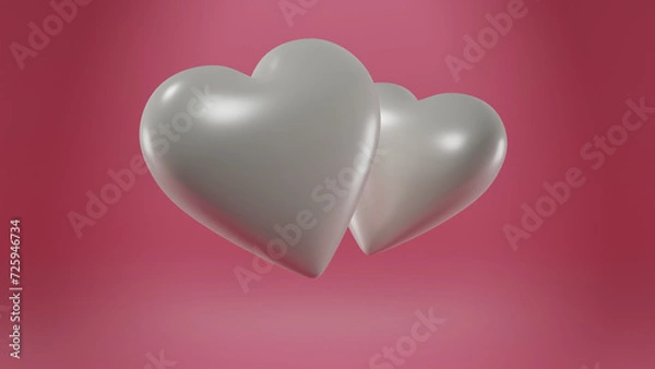 Obraz two hearts, 3d render, love concept. alpha channel