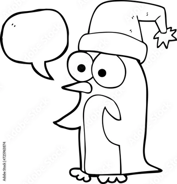 Fototapeta speech bubble cartoon christmas penguin