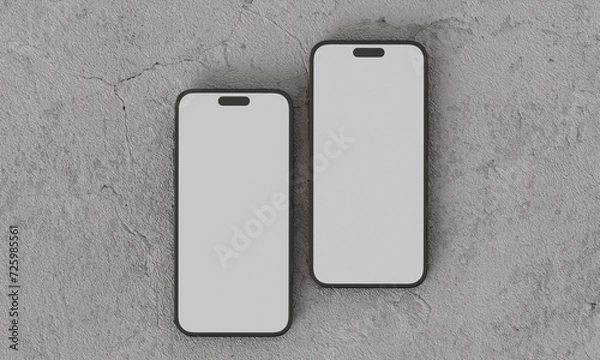 Obraz Smartphone with a blank screen on a white background. Smartphone mockup closeup isolated on white background concrete iPhone