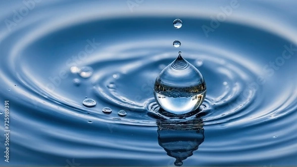 Obraz Water Droplet Creating Ripples Close-up