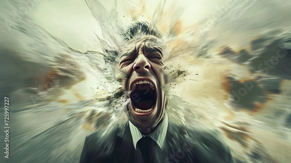 Fototapeta man crazy desperately screaming powerful emotions, generative ai