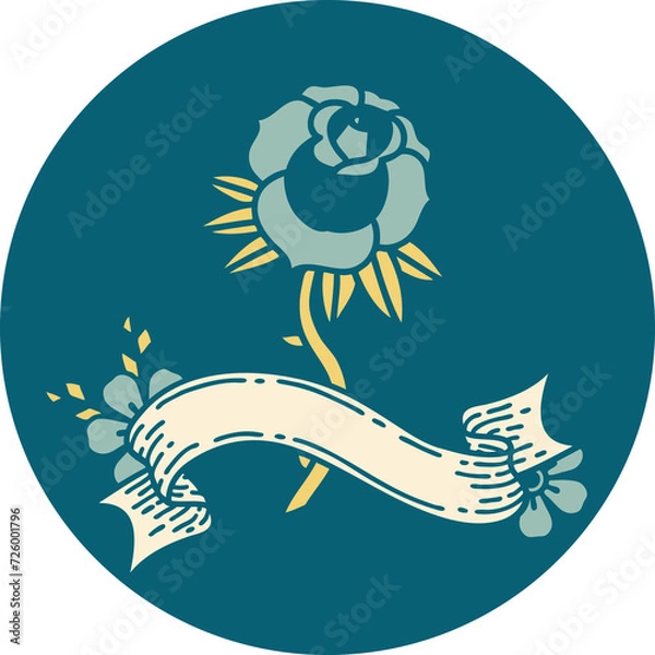 Fototapeta icon with banner of a rose
