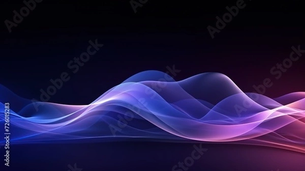 Fototapeta Advanced wave drawing. Abstract Neon Light, abstract color background, nightclub empty room interior, Technology. Harmony