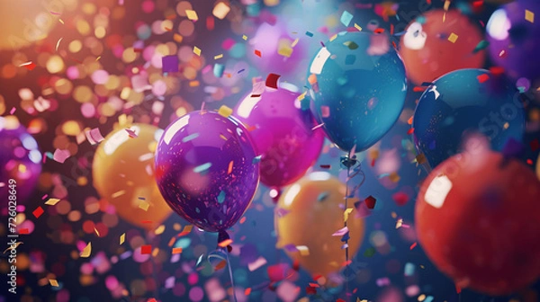 Fototapeta カラフルで楽しいパーティー気分の風船背景