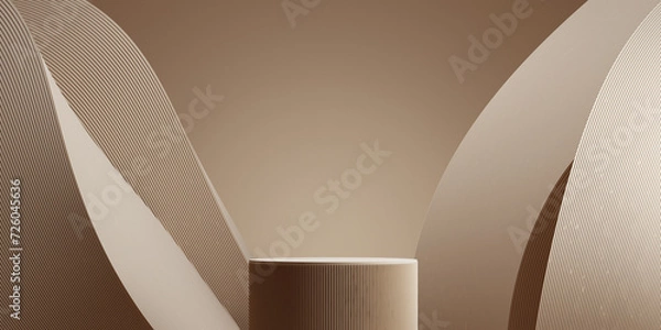 Fototapeta Abstract 3D product background. 3D brown podium background brand mockup for cosmetics, perfumes and products presentation. 3D illustration.