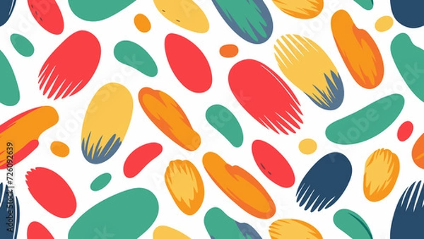 Obraz Soft color random brush shapes Seamless pattern