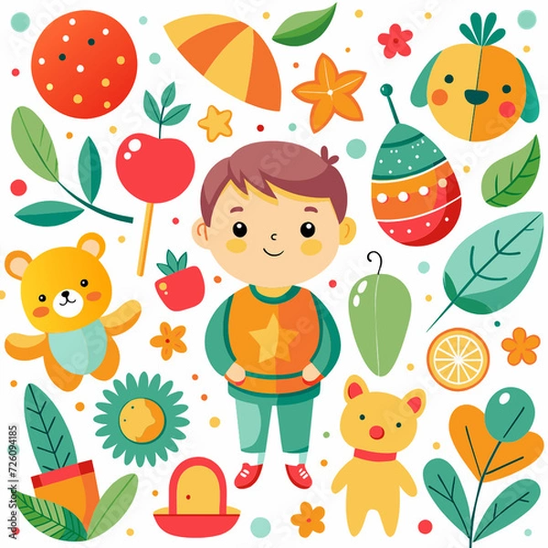 Obraz Soft color kids Toy Seamless pattern 