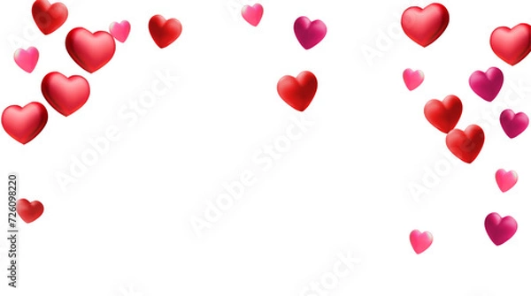 Obraz Walentynkowe tło z sercami spadającymi na przezroczyste. wektor 3d