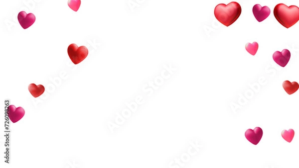 Obraz Valentine background with hearts falling on transparent. vector 3d