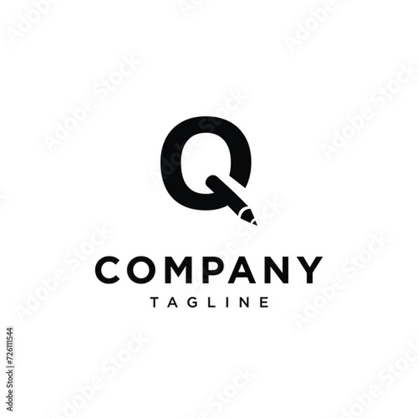 Fototapeta Letter Q Pecil Logo icon vector template