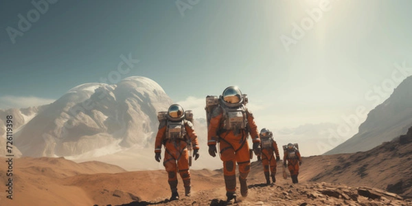 Fototapeta Astronaut is on Mars. Generative AI.  A005