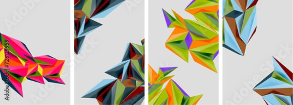 Fototapeta Set of mosaic triangle pattern abstract posters. Vector illustration For Wallpaper, Banner, Background, Card, Book Illustration, landing page
