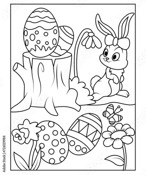 Fototapeta funny easter coloring page for kids
