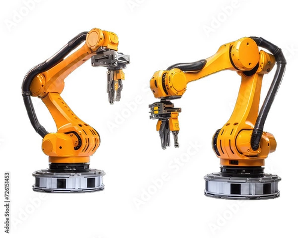 Fototapeta Set of yellow excavator isolated on white  png transparent background