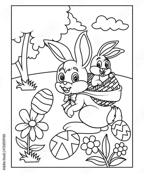Fototapeta funny easter coloring page for kids