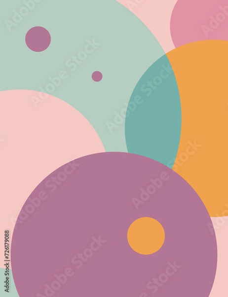 Fototapeta  Foliage line art drawing with abstract shape background.