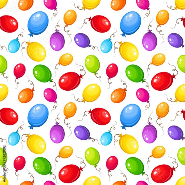 Fototapeta Seamless background with colorful balloons. Vector.