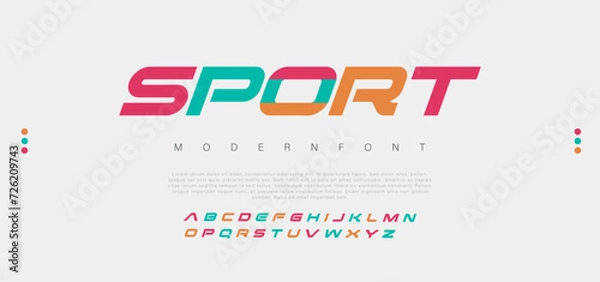 Fototapeta Sport Creative modern urban alphabet font. Digital abstract moslem, futuristic, fashion, sport, minimal technology typography. Simple numeric vector illustration
