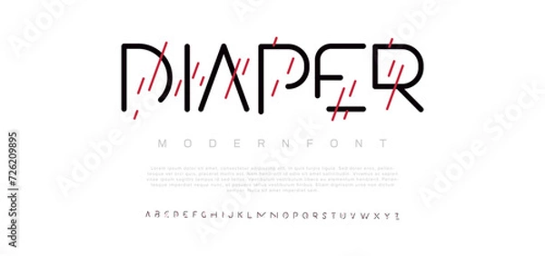Fototapeta Diaper Vector stylish sans serif font, uppercase letter set, alphabet, typography
