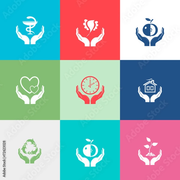 Fototapeta In hands set.