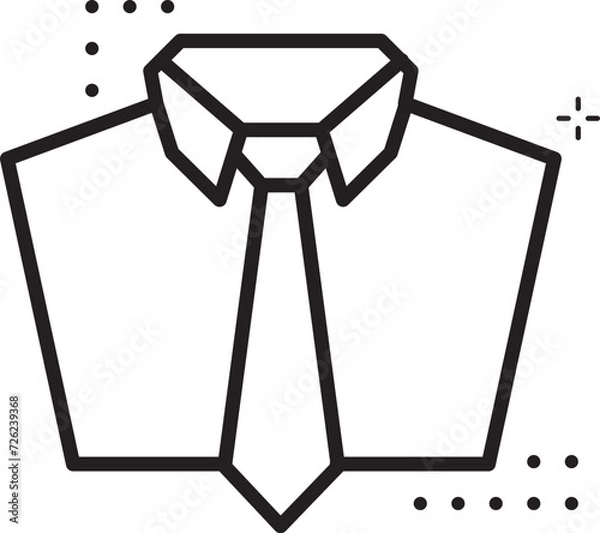 Fototapeta Uniform line icon, outline vector sign, linear style pictogram isolated on white. Shirt and tie symbol, logo illustration. Editable stroke.