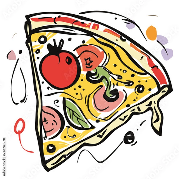 Obraz hand drawn line art illustration style of a classic italian pizza