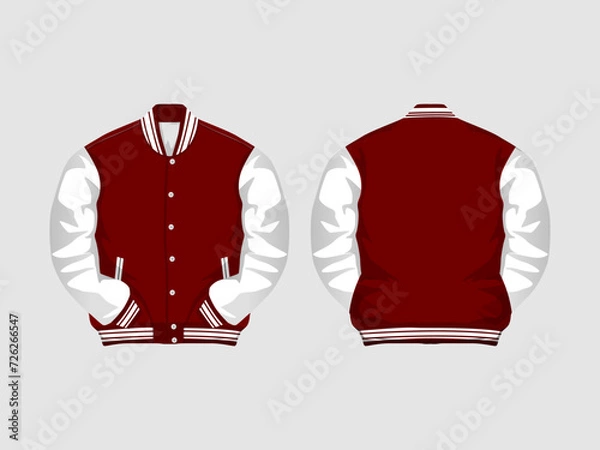 Obraz Varsity Jacket Mockup Vector Image And Illustration