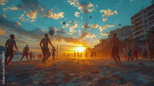 Fototapeta Beach volleyball Is a popular sport that is played on the beach and playground